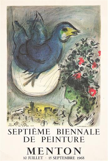 MARC CHAGALL (1887-1985).  [SEPTIÈME BIENNALE DE PEINTURE] & [MUSÉE NATIONAL MESSAGE BIBLIQUE]. Two posters. 1968 & 1973. Sizes vary.